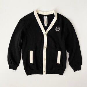 PINK Victoria's Secret Varsity Sweater w/ Embroidered Logo Black w/ Ivory Nwt